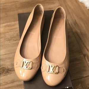 Louis Vuitton Nude Patent Oxford Ballerina Sz 40